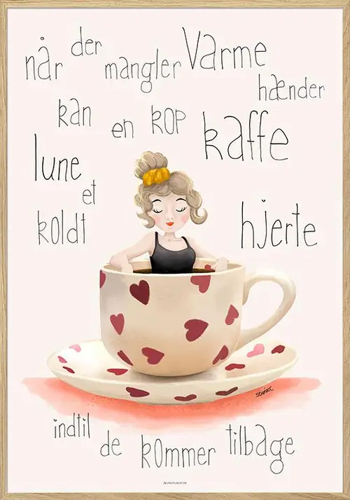 Kaffeplakat - Varm kaffe til kolde hjerter