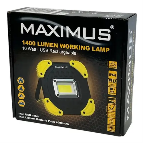 MAXIMUS Genopladelig arbejdslampe på 1.400 lumen inkl., powerbank/USB - Lygter - Maximus - Spotshop