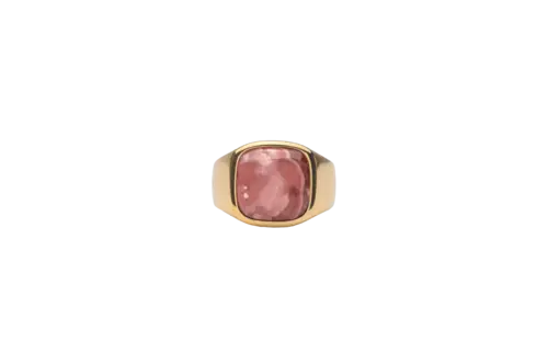 IX Cushion Signet Ring Rhodocrosite