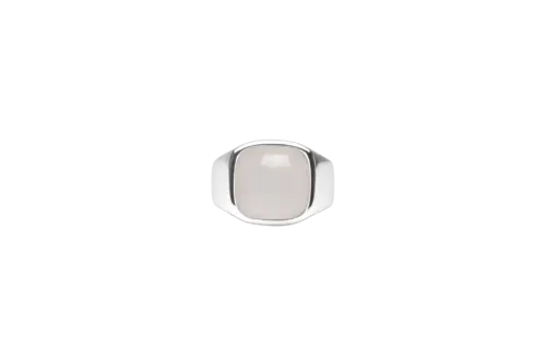 IX Cushion Signet Ring Moonstone Silver