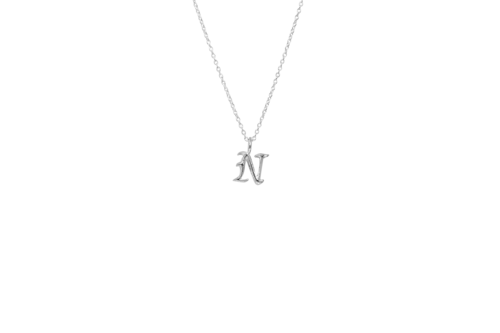 IX N Letter Charm Silver