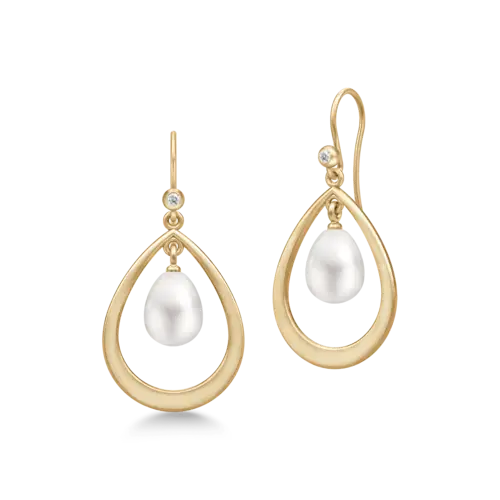 Afrodite Droplet Earrings White Pearl