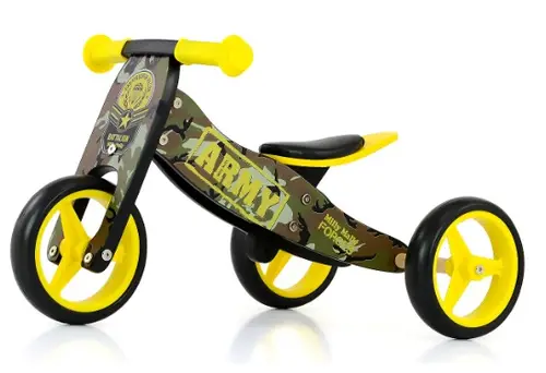 2i1 Træ TRIKE Løbecykel Milly Mally Army