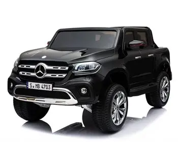 Mercedes X-Class sort 12V, 4x12V motorer, 12V/14Ah batteri, 2 personers.