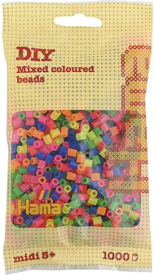 Hama midi perler 1000 stk neon mix 51