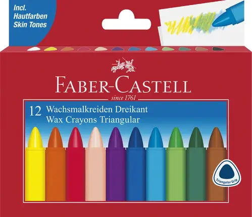 Vokskridt Faber-Castell trekantet 12 stk