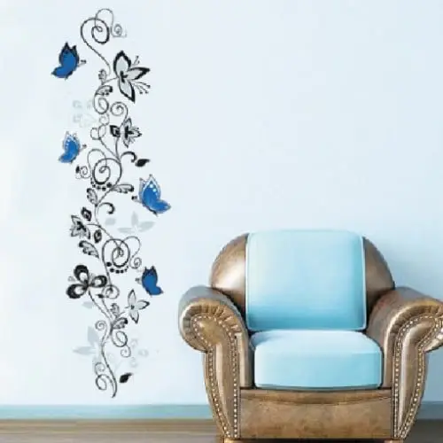 Dekoration med blomster og sommerfugle - Wallsticker