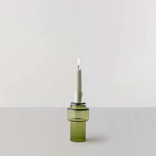 Glass Candlestick no. 55 - Moss green