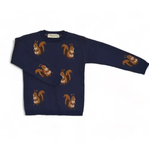 Squirrel knit sweater - Dark blue / 3-6m - 68cm