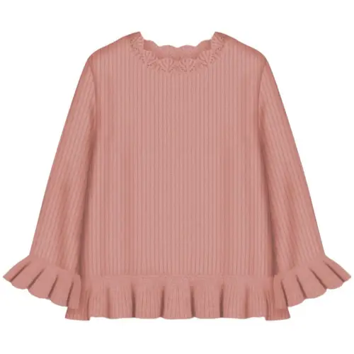 Frilly knit blouse - Light pink / 9-12m - 80cm