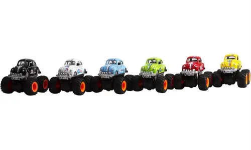 Magni VW Bobble Herbie Monster Truck med Pull back - Sort, Rød, Grøn & Gul - Sort