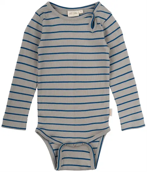 Petit Piao Body - Modal Thin Stripe - Deep Cobalt/Grey Stone