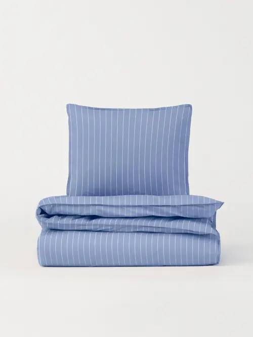 DAWN Percale Pudebetræk (60x63) - Pinstripe Cornflower - 100% økologisk bomuld - Blåt med striber