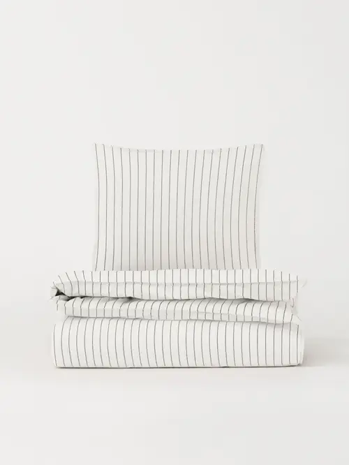 DAWN Percale Pudebetræk (60x63) - Pinstripe Pure - 100% økologisk bomuld - Hvidt med striber