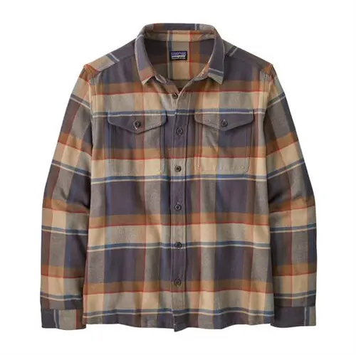 Patagonia Mens Fjord Flannel Shirt, Sunrise Ridge / Forge Grey