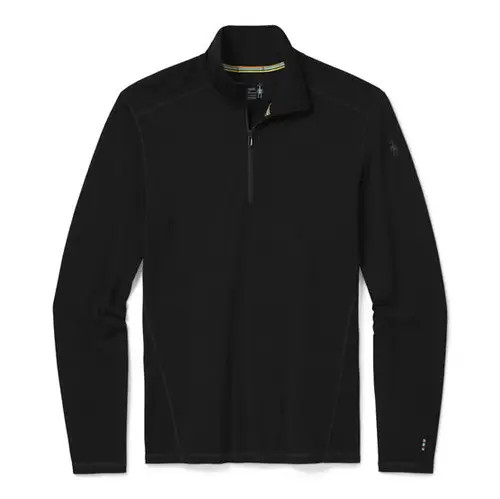 Smartwool Mens Thermal Merino Base Layer 1/4 Zip, Black