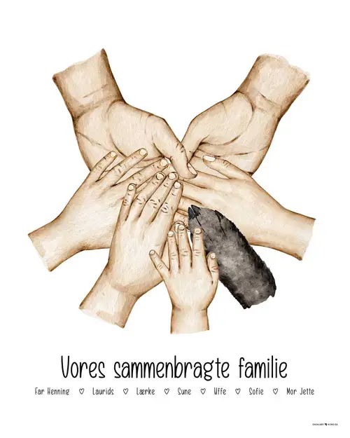 Design-Selv Plakat: Familie Hænder - Stående