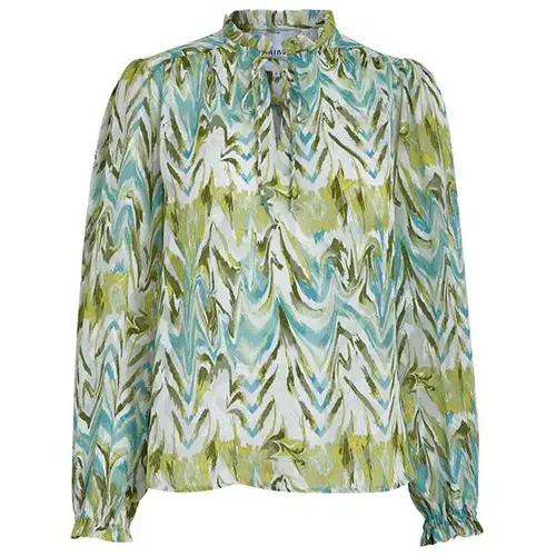 Minus Valmia v-neck blouse - Olive branch print