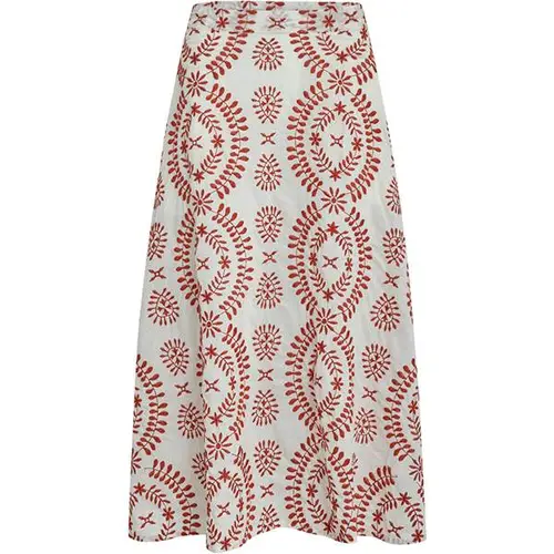 Minus Rekia midi skirt - Barn red emb.