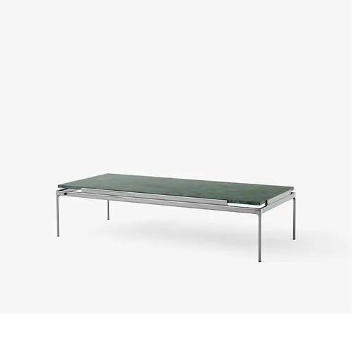 Andtradition Sett LN11-LN13 Sofa- & Sidebord Dark chrome frame  w. Verde Guatemala  marble top LN12 Bord