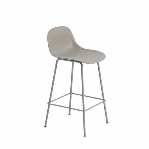 Muuto Fiber Barstol  Stål Grå  Ryglæn | Muuto Variant: 75 cm