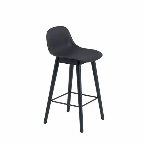 Muuto Fiber Barstol  Træ Sort  Ryglæn | Muuto Variant: 65 cm