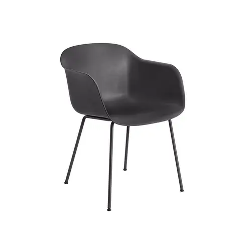 Muuto Fiber Spisebordsstol m/Armlæn - Sort/Stål