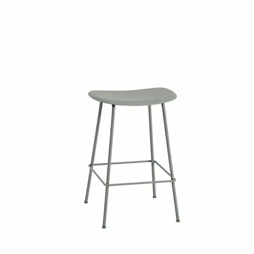 Muuto Fiber Barstol  Stål Dusty Green Uden Ryglæn | Muuto Variant: 65 cm