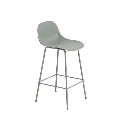 Muuto Fiber Barstol  Stål Dusty Green Ryglæn | Muuto Variant: 65 cm