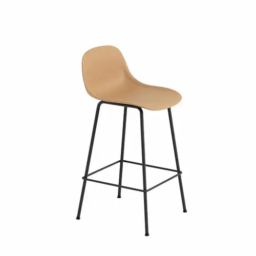 Muuto Fiber Barstol  Stål Ochre  Ryglæn | Muuto Variant: 65 cm