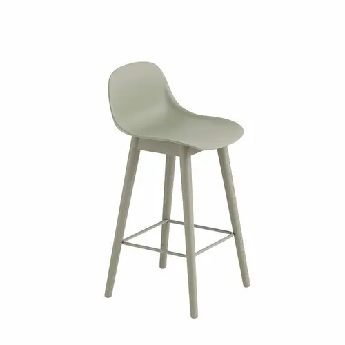 Muuto Fiber Barstol  Træ Dusty Green Ryglæn | Muuto Variant: 65 cm