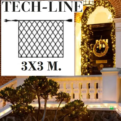 Sirius Tech-Line udendørs lysnet, 196 varm hvide lys, 3x3 meter, startsæt