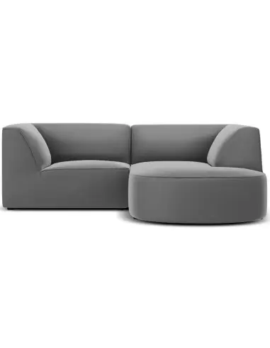 Ruby chaiselong sofa højrevendt i velour B186 x D180 cm - Grå