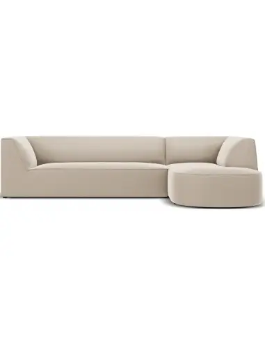 Ruby chaiselong sofa højrevendt i velour B273 x D180 cm - Beige