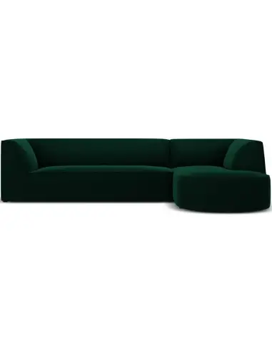 Ruby chaiselong sofa højrevendt i velour B273 x D180 cm - Flaskegrøn