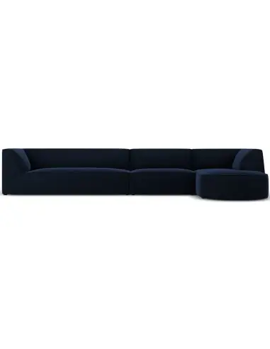 Ruby chaiselong sofa højrevendt i velour B366 x D180 cm - Blå