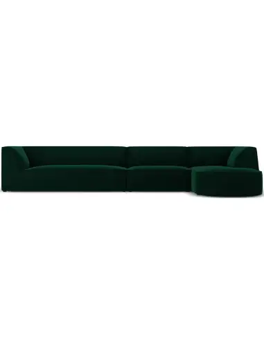 Ruby chaiselong sofa højrevendt i velour B366 x D180 cm - Flaskegrøn