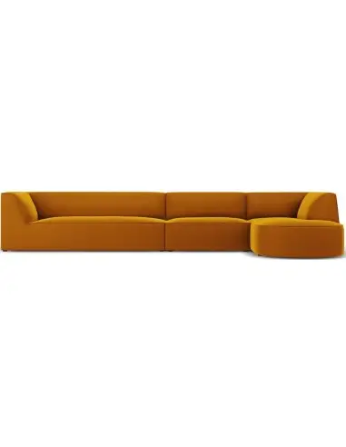 Ruby chaiselong sofa højrevendt i velour B366 x D180 cm - Gul