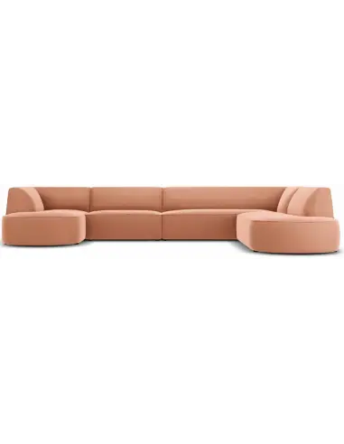 Ruby U-Sofa højrevendt i velour B366 x D180 - 273 cm - Pink