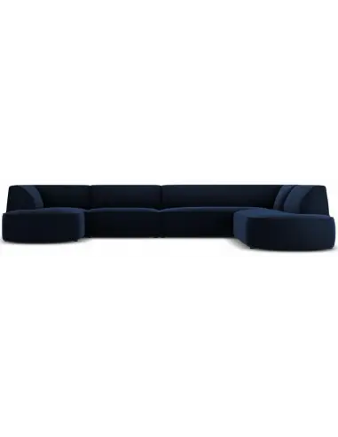 Ruby U-Sofa højrevendt i velour B366 x D180 - 273 cm - Blå