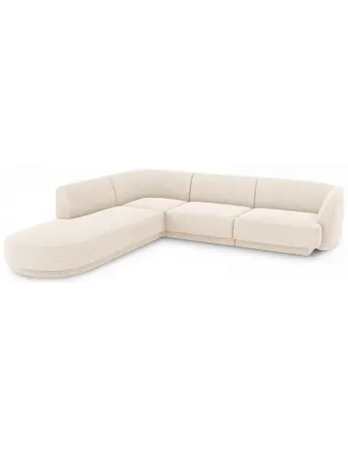 Miley venstrevendt chaiselong sofa i chenille B252 x D220 cm - Lys beige