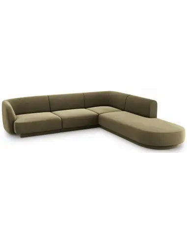 Miley højrevendt chaiselong sofa i velour B252 x D220 cm - Grøn