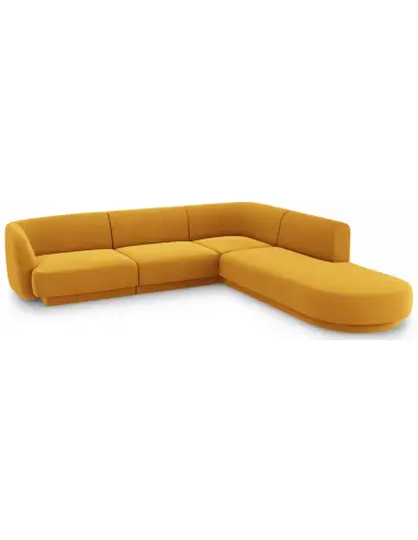 Miley højrevendt chaiselong sofa i velour B252 x D220 cm - Gul