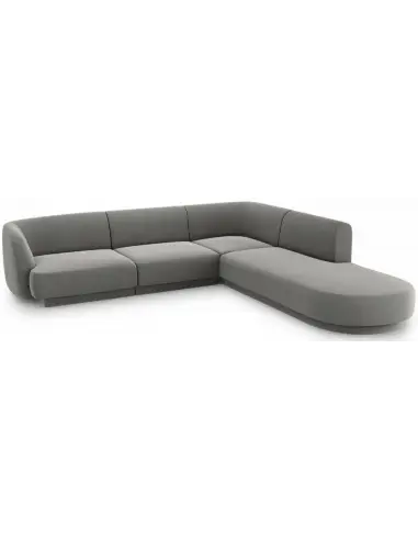 Miley højrevendt chaiselong sofa i velour B252 x D220 cm - Lysegrå