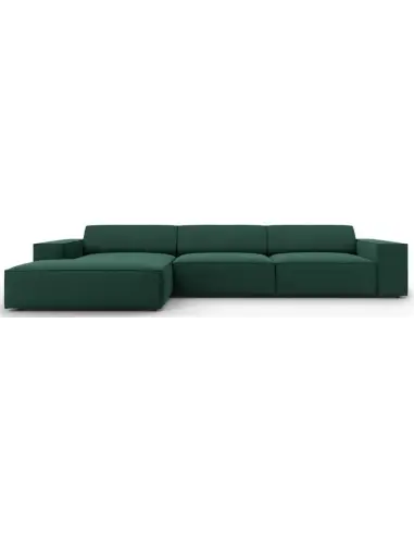 Jodie venstrevendt chaiselong sofa i polyester B284 x D166 cm - Sort/Grøn