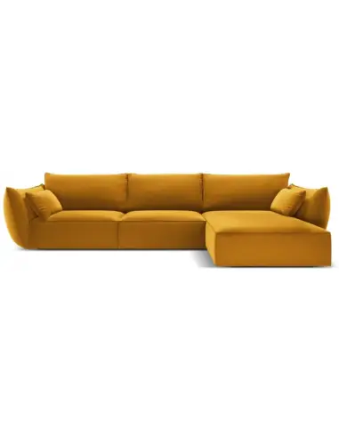 Kaelle højrevendt chaiselongsofa i velour B308 x D171 cm - Gul