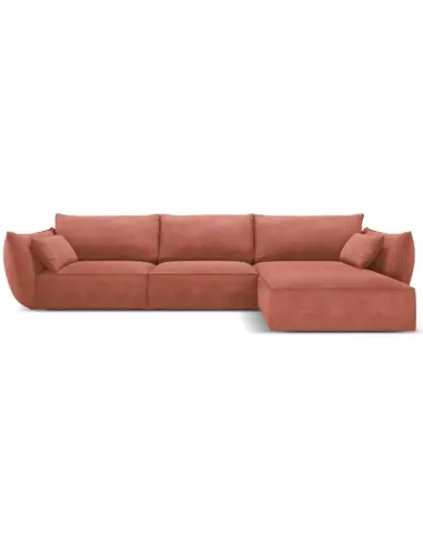 Kaelle højrevendt chaiselongsofa i chenille B308 x D171 cm - Terracotta