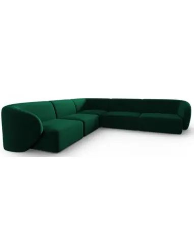 Shane Hjørnesofa i velour B252 x D252 cm - Flaskegrøn