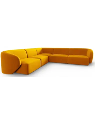 Shane Hjørnesofa i velour B252 x D252 cm - Gul