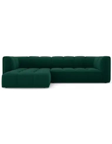 Serena venstrevendt chaiselong sofa i velour B256 x D96 - 160 cm - Flaskegrøn